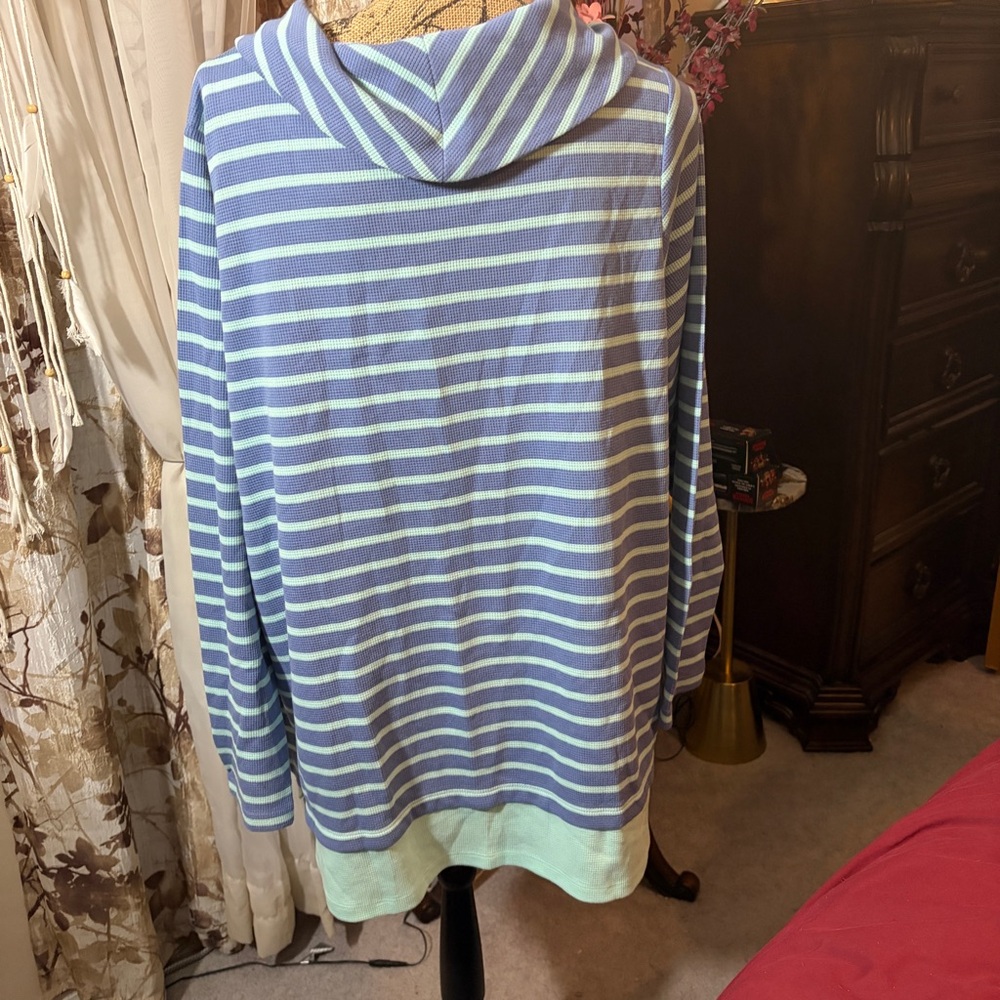Striped Long Sleeve Top - Blue and White - Picture 3 of 5